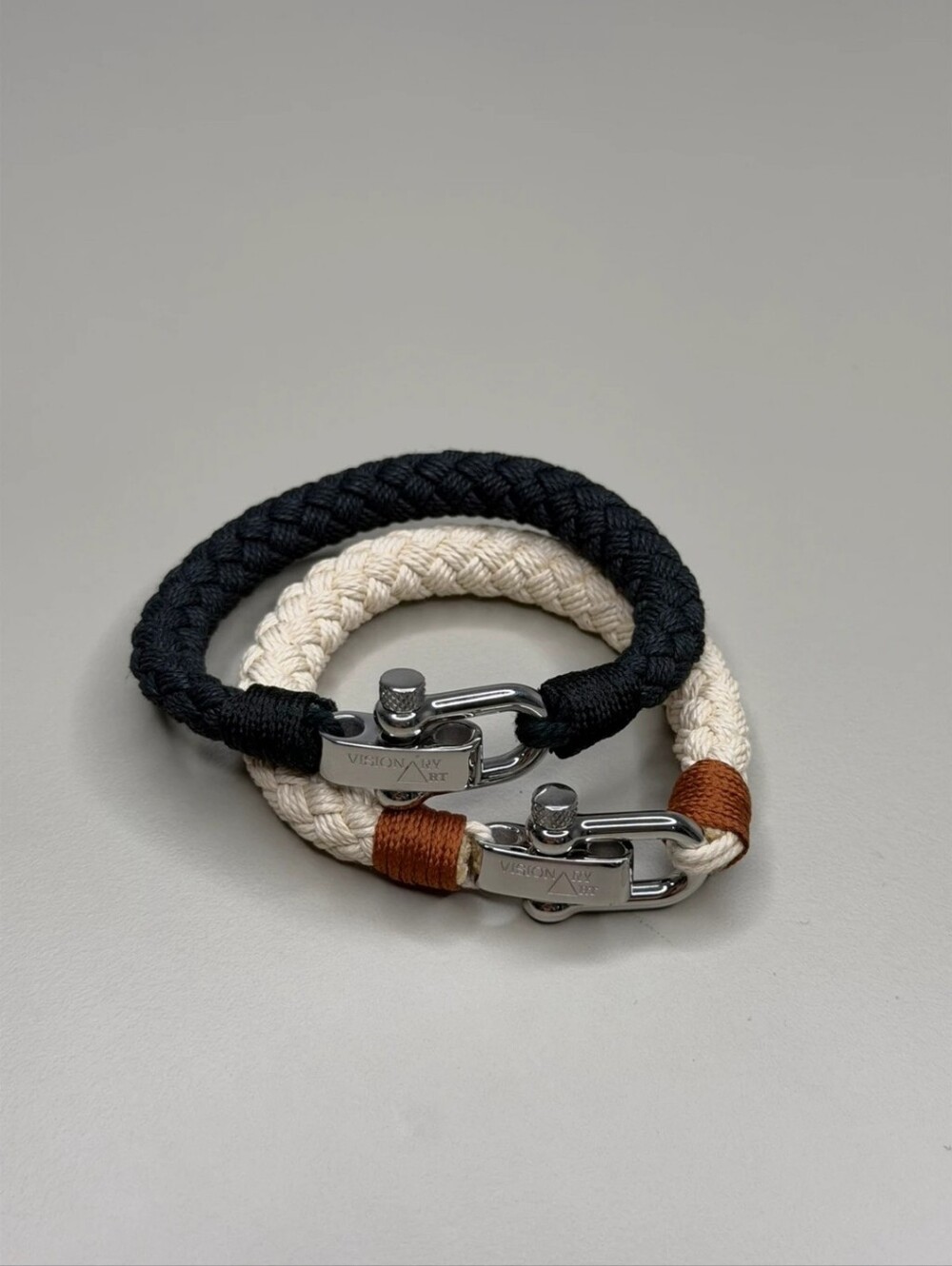 Black & Cream Braided Men's Bracelet